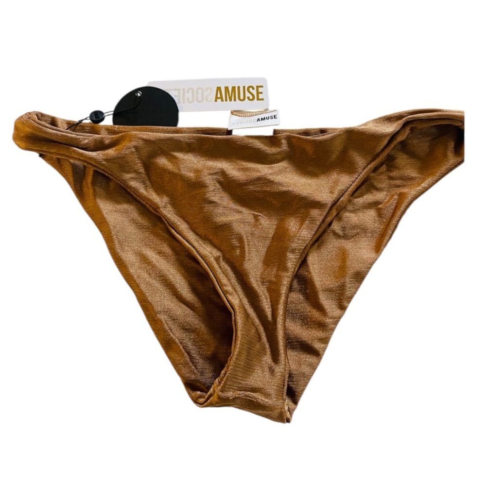 Amuse Society Eva bikini bottoms in a bronze/gold color Size Large